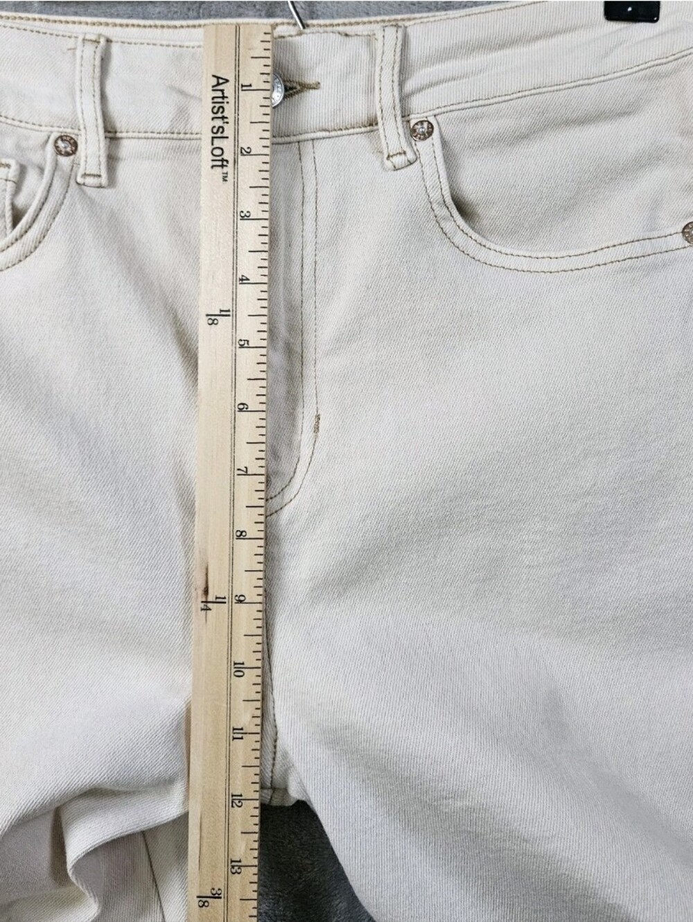 Free People We The Free Tea High Rise Skinny Jeans Cream Ivory Raw Hem 31 - Picture 9 of 14
